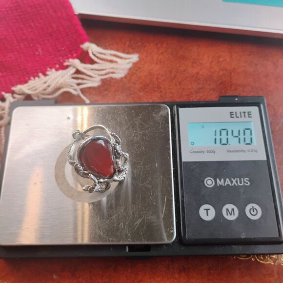 Sterling Silver Amber Octopus Ring Unisex Adjustable Ring Fits as a Size 9 - Picture 7 of 7